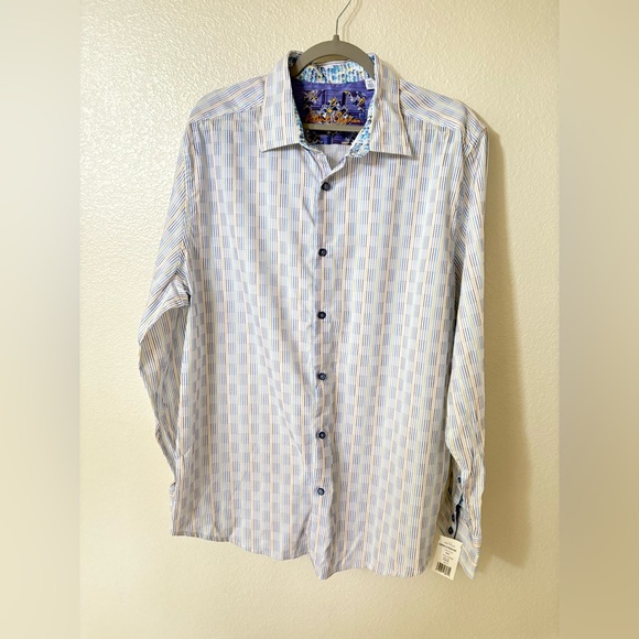 Robert Graham Other - NWT Robert Graham Striped collared Button up Multicolor Lavender size 2XL
